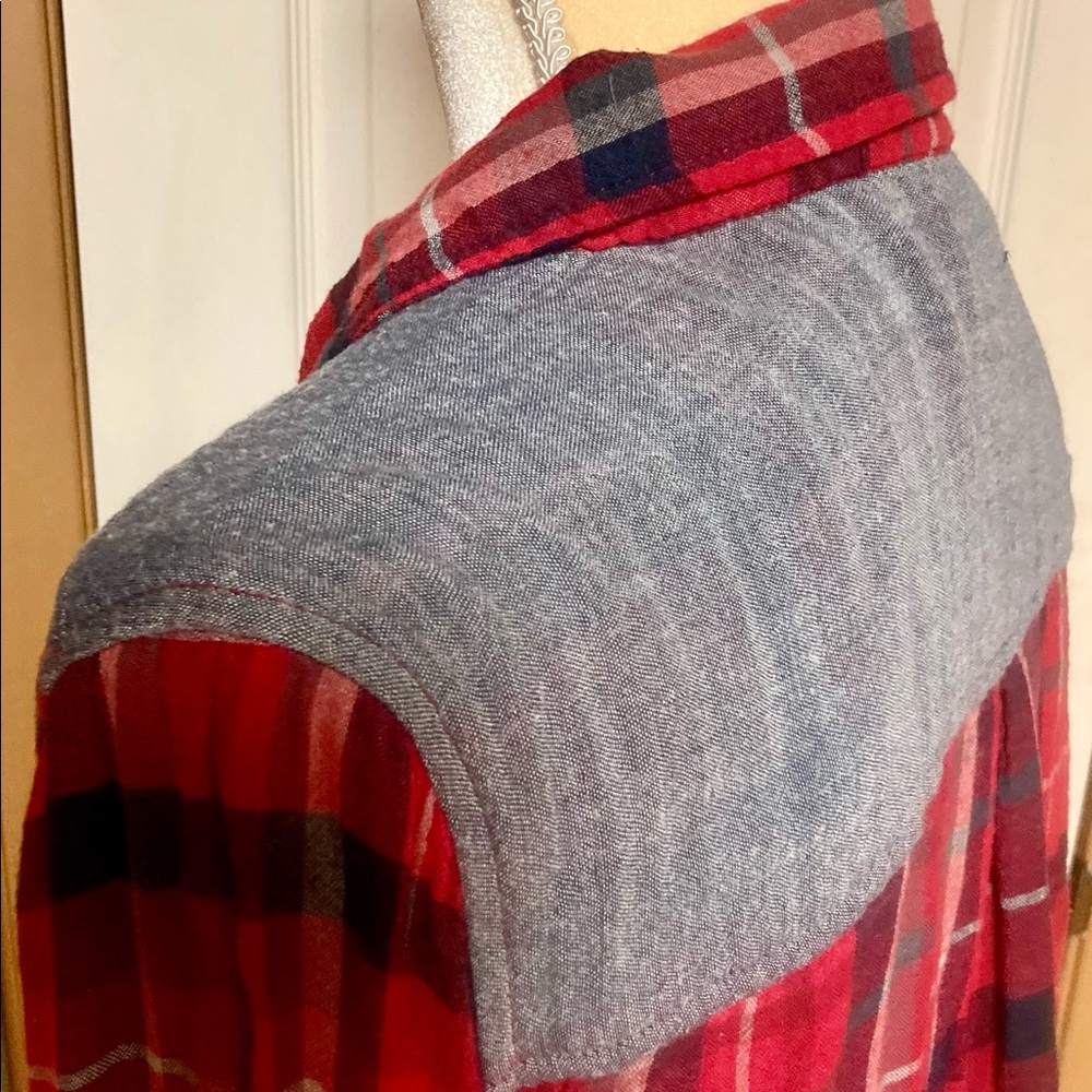 Vintage America Blues Tartan/chambray Flannel Artisan gorpcore style Shirt - Picture 7 of 10